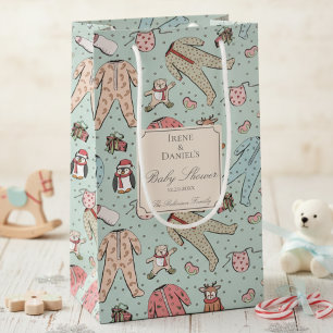 Cute Mint Green Christmas Baby Shower Small Gift Bag