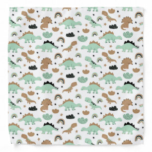 Cute Mint Green Dinosaur Pattern Bandana