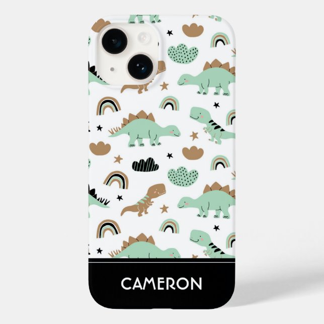 Cute Mint Green Dinosaur Pattern Case-Mate iPhone Case (Back)
