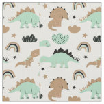 Cute Mint Green Dinosaur Pattern Fabric
