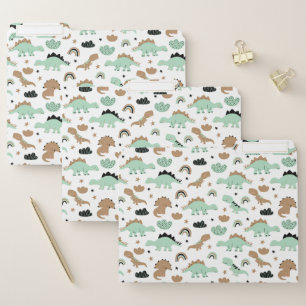 Cute Mint Green Dinosaur Pattern File Folder