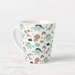 Cute Mint Green Dinosaur Pattern Latte Mug