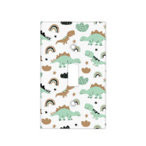Cute Mint Green Dinosaur Pattern Light Switch Cover