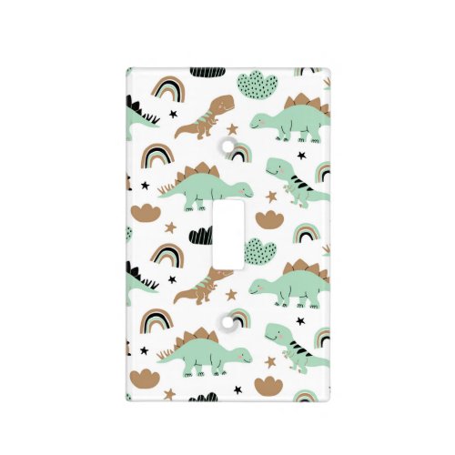 Cute Mint Green Dinosaur Pattern Light Switch Cover