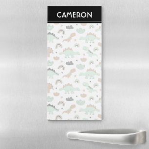 Cute Mint Green Dinosaur Pattern Magnetic Notepad