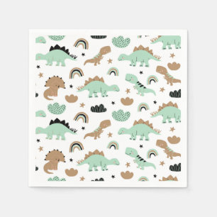 Cute Mint Green Dinosaur Pattern Napkins