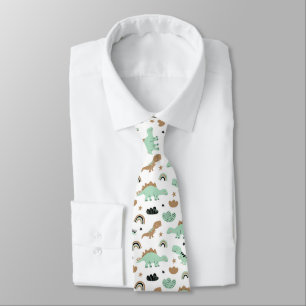Cute Mint Green Dinosaur Pattern Neck Tie