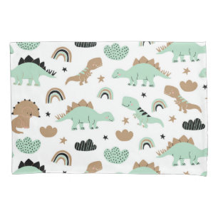 Cute Mint Green Dinosaur Pattern Pillow Case