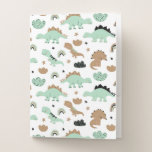 Cute Mint Green Dinosaur Pattern Pocket Folder