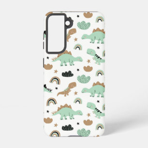 Cute Mint Green Dinosaur Pattern Samsung Galaxy S21 Case