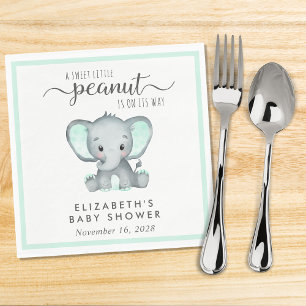 Cute Mint Green Elephant Baby Shower Napkins