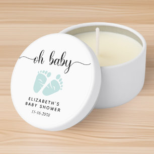 Cute Mint Green Feet Baby Shower Mini Candle Favors