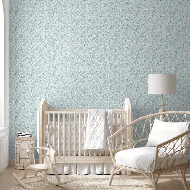 Cute mint green flower wallpaper  (Kids)
