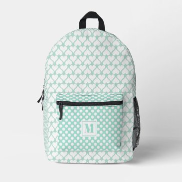 Cute Mint Green Hearts, Polkadots & Chevron 