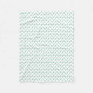 Cute Mint Green Hearts & Polkadots Fleece Blanket