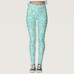 Cute Mint Green Icing with Sprinkles Donut Leggings
