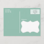 Cute Mint Green & Pink Stripes Invitation Postcard (Back)