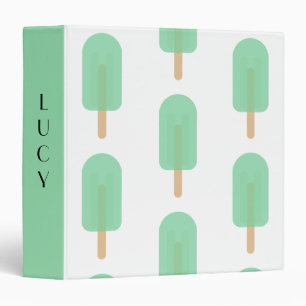 Cute Mint Green Popsicle Custom Name Binder