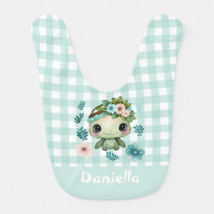 Cute Mint Green Turtle  Baby Bib