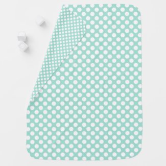Cute Mint Green & White Polkadots Baby Blanket