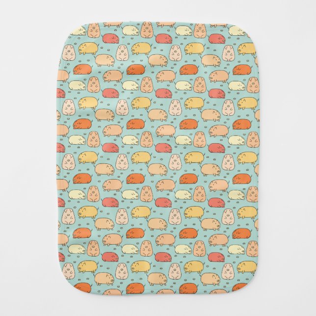 Cute Mint Pig Pattern Baby Burp Cloth (Front)