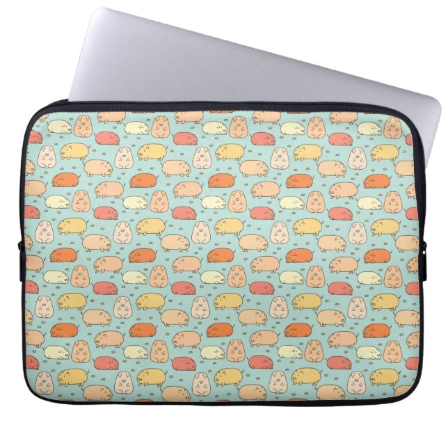 Cute Mint Pig Pattern Laptop Sleeve (Front)