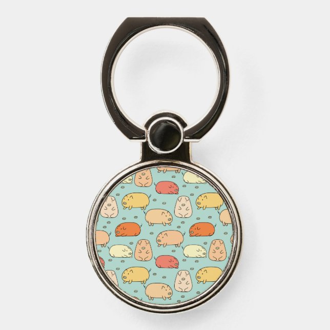Cute Mint Pig Pattern Phone Ring Stand (Front)