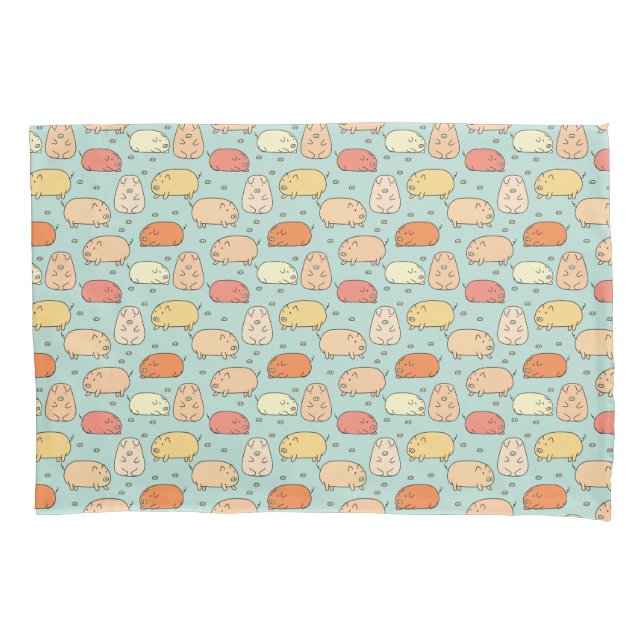 Cute Mint Pig Pattern Pillow Case (Front)