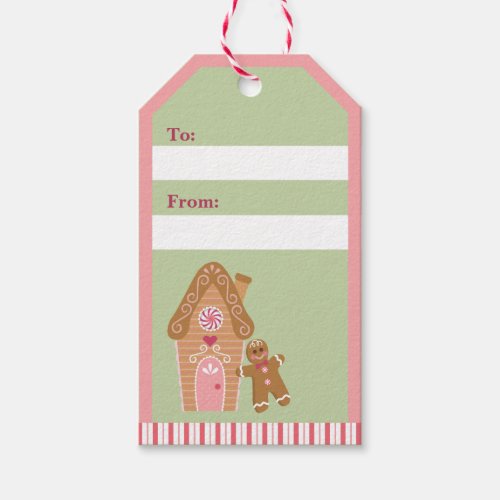 Cute Mint Pink Gingerbread Candy Gift Tag