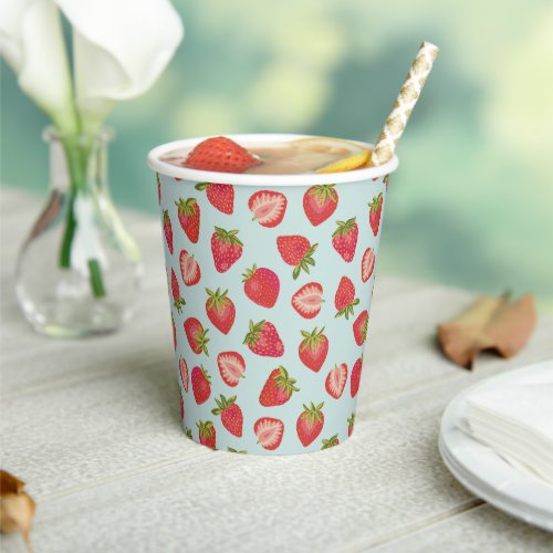 Cute Mint  Red Summer Strawberry Fruit Paper Cup