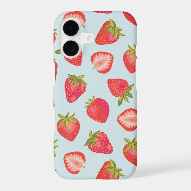 Cute Mint Strawberry pattern iPhone Case (Back)