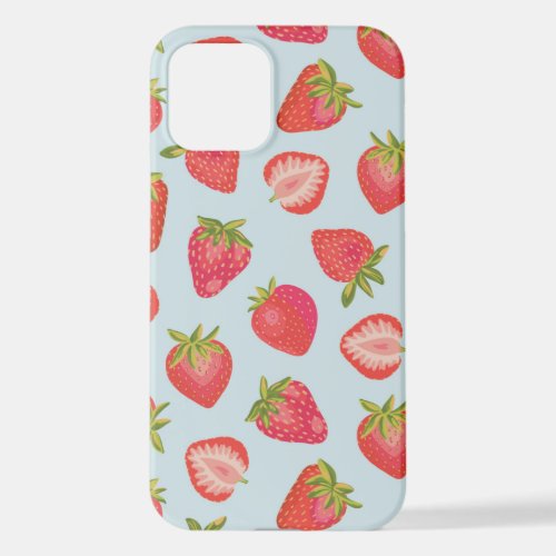 Cute Mint Strawberry pattern iPhone 12 Case