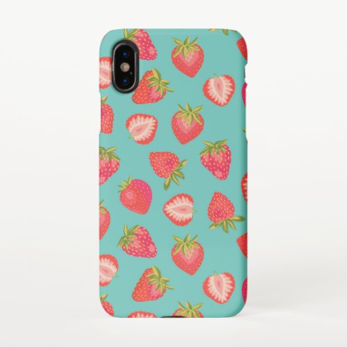 Cute Mint Strawberry pattern iPhone X Case
