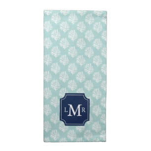 Cute Mint Summer Pattern and Blue Monogram Cloth Napkin