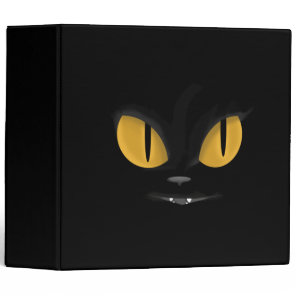 Cute Mischievous Black Cat with Fangs 3 Ring Binder