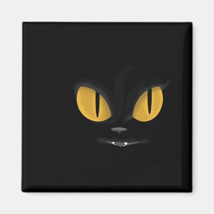 Cute Mischievous Black Cat with Fangs Magnet