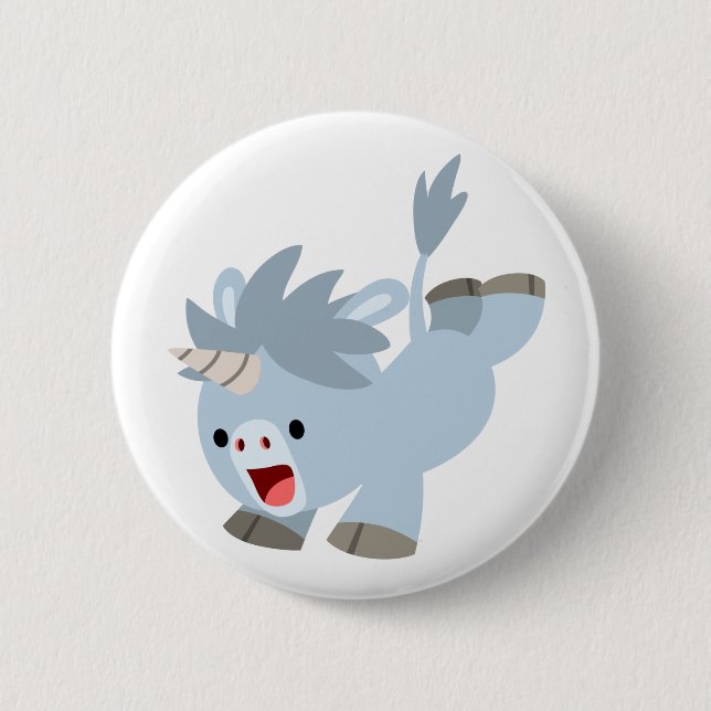 Cute Mischievous Cartoon Baby Unicorn Button Badge (Front)