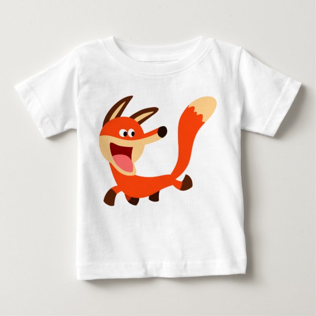 Cute Mischievous Cartoon Fox Baby T-Shirt (Front)