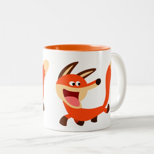 Cute Mischievous Cartoon Fox Two_Tone Coffee Mug