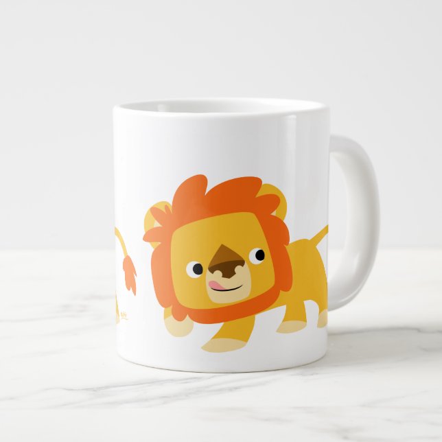 Cute Mischievous Cartoon Lion Giant Coffee Mug (Front Right)