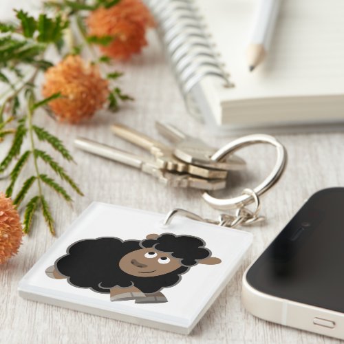 Cute Mischievous Cartoon Sheep Acrylic Keychain