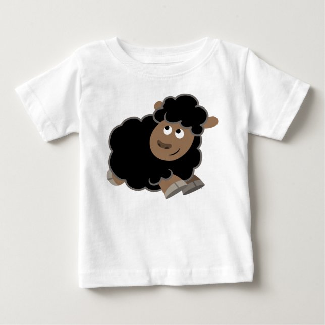 Cute Mischievous Cartoon Sheep Baby T-Shirt (Front)