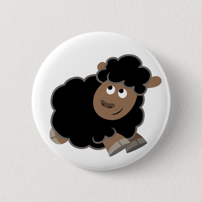 Cute Mischievous Cartoon Sheep Button (Front)