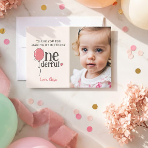 Cute Miss Onederful Thank You Card with Photo