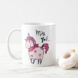 Cute Miss You Unicorn Love Heart Valantines Day Coffee Mug at Zazzle