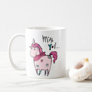 cute miss you unicorn love heart valantines day coffee mug