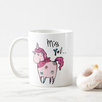 Cute Miss You Unicorn Love Heart Valantines Day Coffee Mug by greenexpresssions at Zazzle