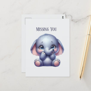 Cute Missing you elephant Postcard