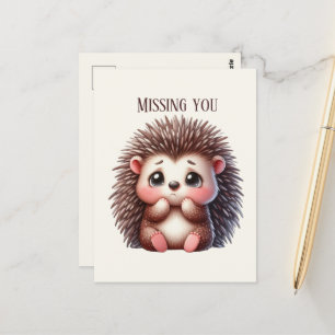 Cute Missing you hedgehog  Postcard