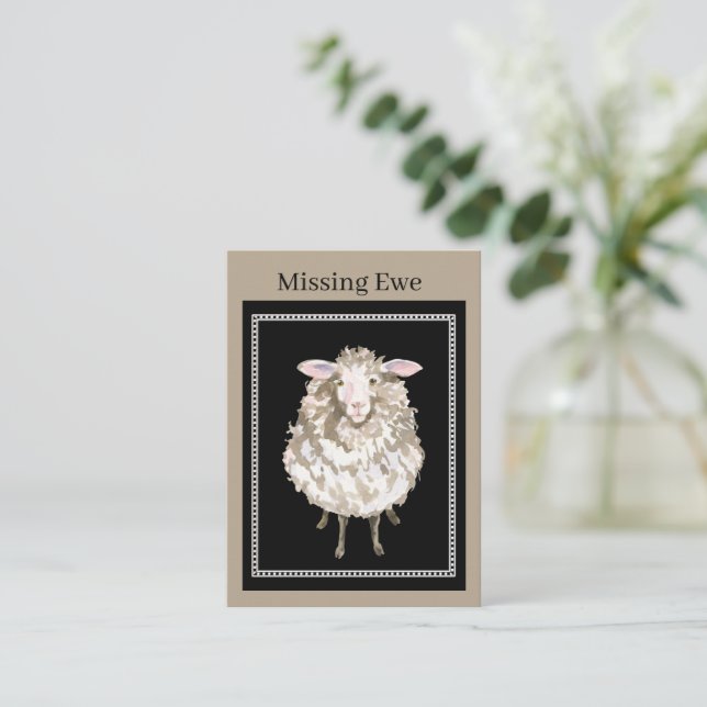 cute missing you sheep add sentiment note card (Standing Front)